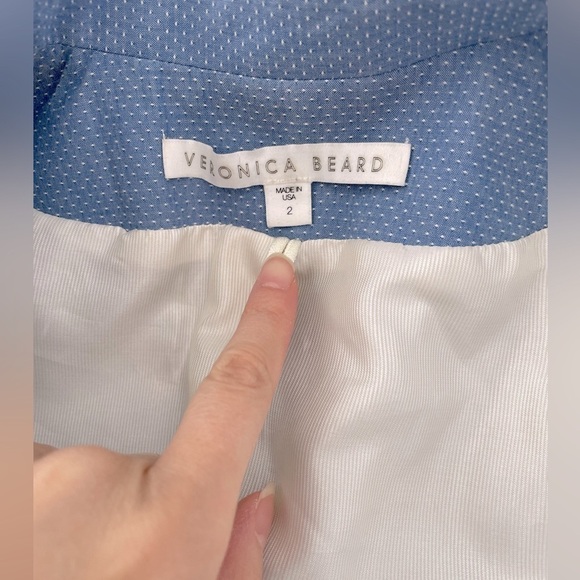 Veronica Beard Schoolboy Dotted Layered light blue Twill Jacket - Picture 5 of 6